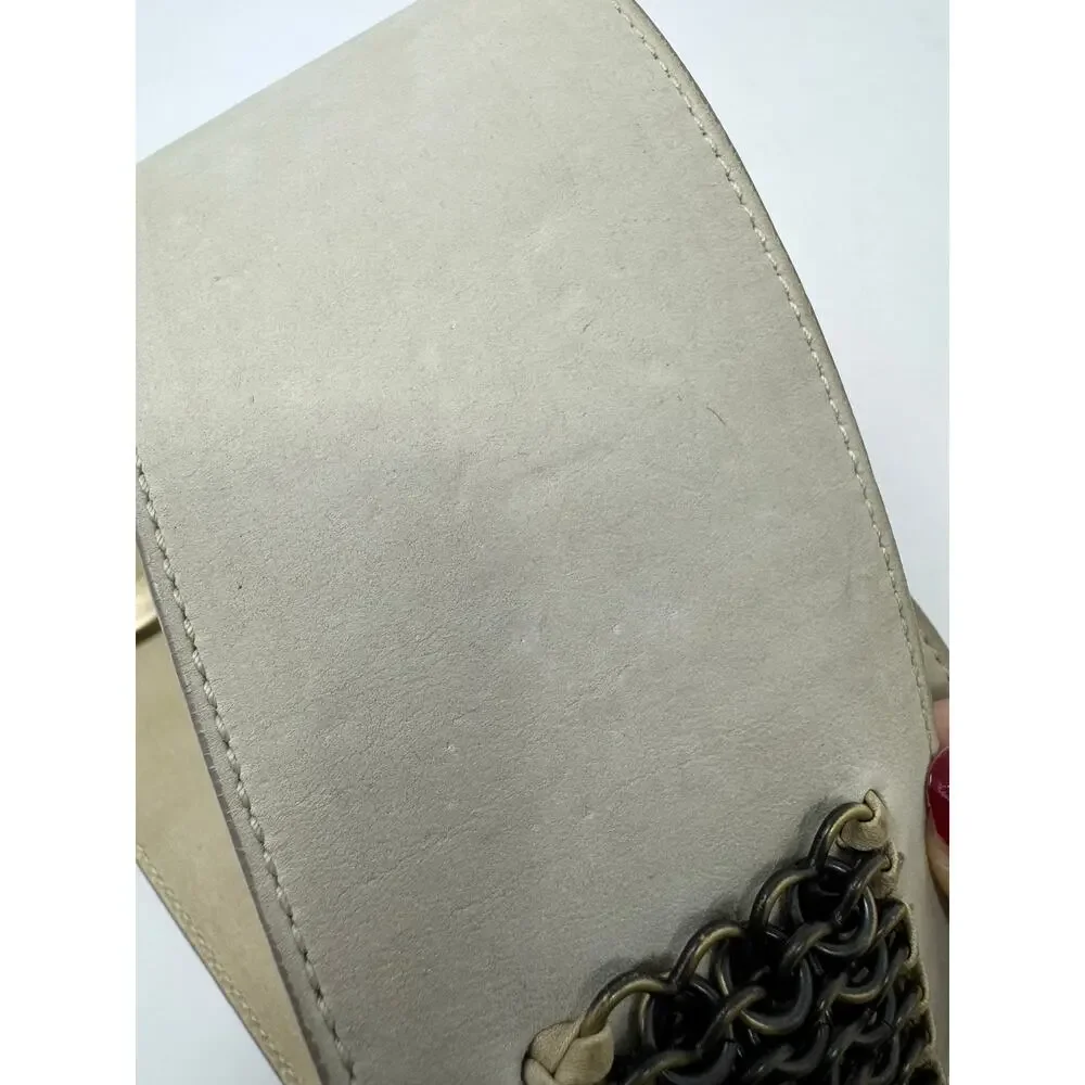 Christian Dior Saddle Belt Beige Leather Antique Gold “D” Buckle Chainmail Sz 85